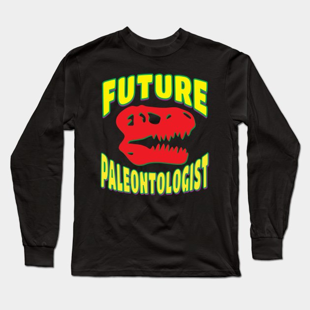 Future Paleontologist T rex Dinosaur Red Skull Long Sleeve T-Shirt by Elvdant